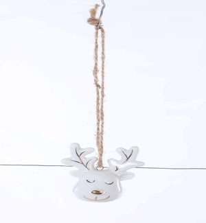 Ceramic White Moose Head Orn
