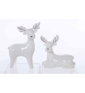 Ceramic White Moose Stand/Sit 2 Asst