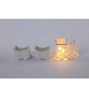 Ceramic White Train Glow with Container S/3