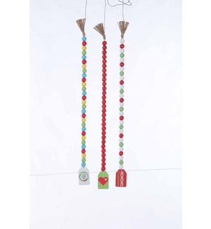 Wood Bright Bead with Tag Garland 3 Asst