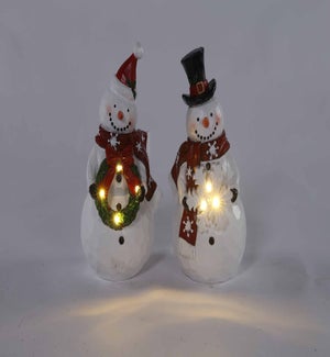 Large Resin Hol Snowman Glow 2 Asst
