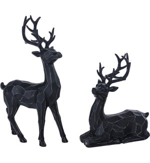 Resin Black Carve-Look Deer 2 Asst