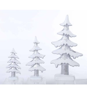 Large Resin Slvr with Snow Tree