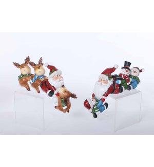 Resin Santa with Deer-Snowman Shelf 2 Asst
