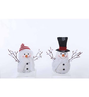Large Fabric Sequin Snowman with Twig 2 Asst