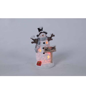 Large Grey Glow Snowman with Welcome