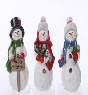 Large Resin R/G/B Snowman 3 Asst