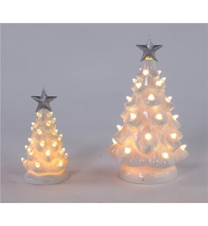 Small Ceramic White Glow Tree with Star