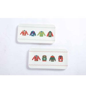 Ceramic Ugly Sweater Rect Tray 2 Asst