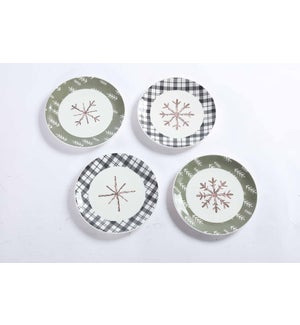Ceramic Evergreen Christmas Plate 4 Asst