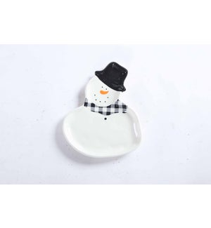 Ceramic B/W Snowman Platter