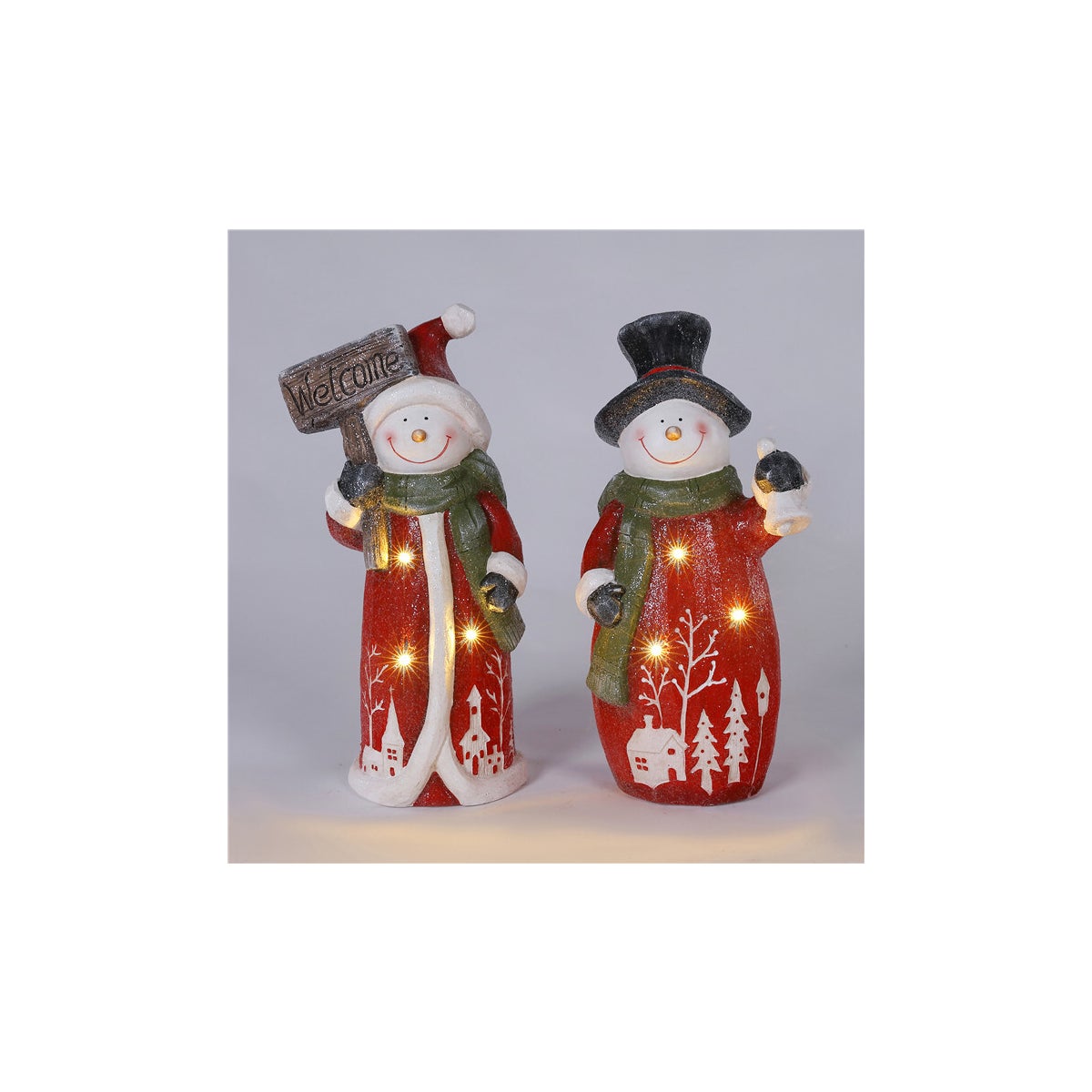 Large MGO Red/White Etch Glow Snowman 2 Asst