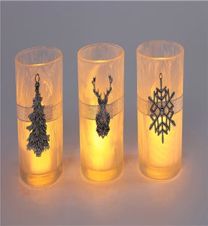 Glass Frost with Slvr Decor Jar 3 Asst
