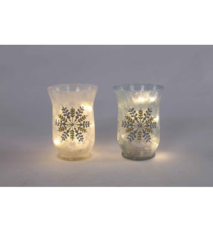 Large Glass S/G Frst Snowflake Glow Hurr 2 Asst
