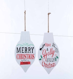 Enamel Christmas Words Orn Hang 2 Asst
