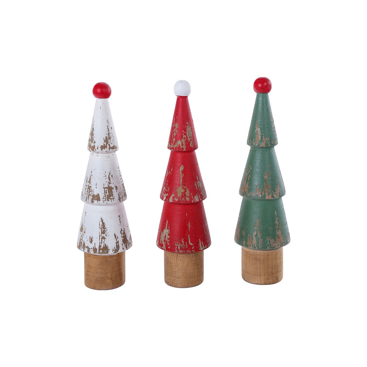 Large Wood Red/White/Green Tree 3 Asst