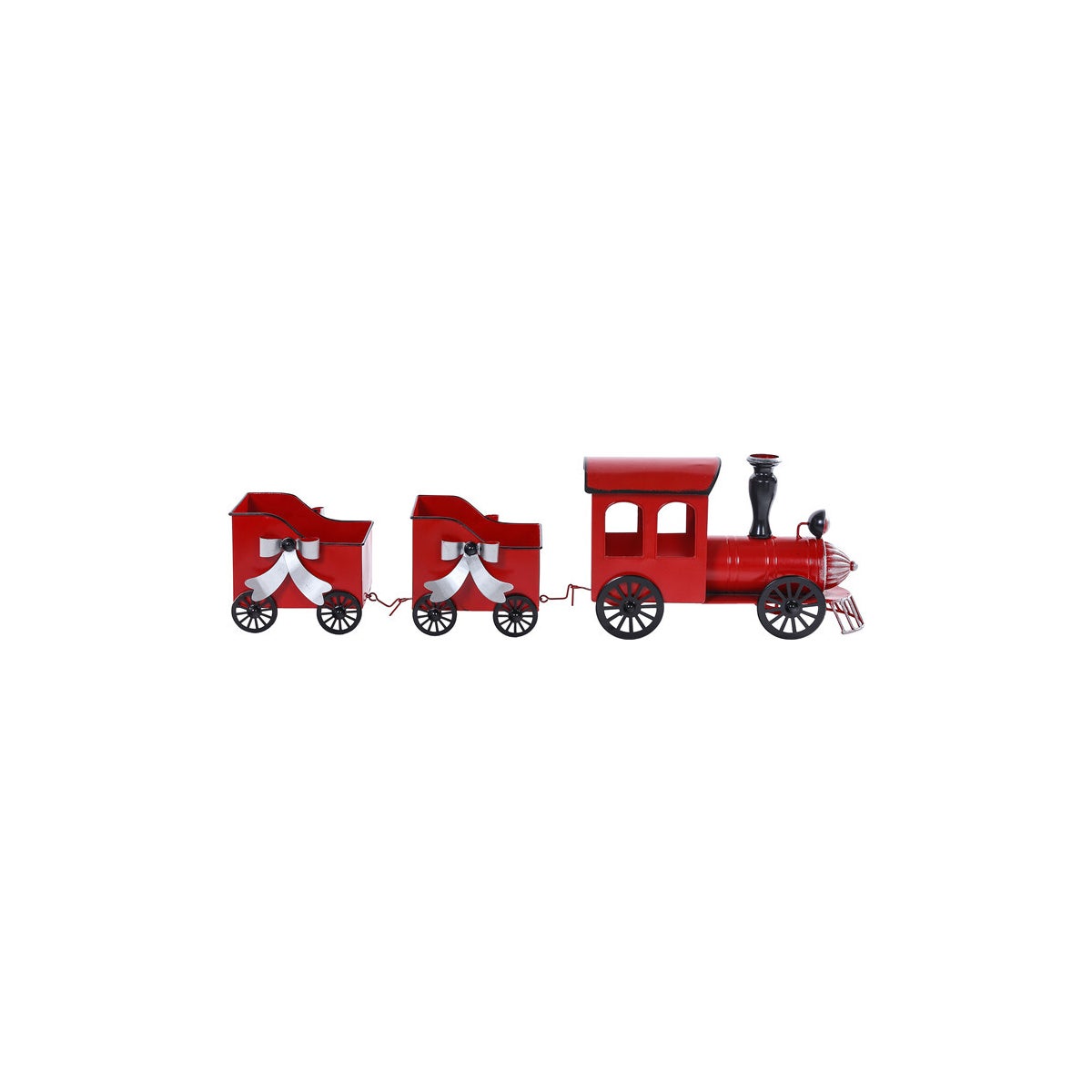 Metal Red Train 2-Container with Bow S/3