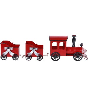 Metal Red Train 2-Container with Bow S/3