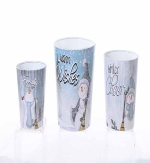 Metal Blue Snowman Bucket S/3