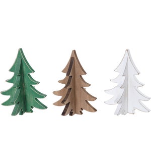 Small Wood White/Green/Brown 3D Tree 3 Asst