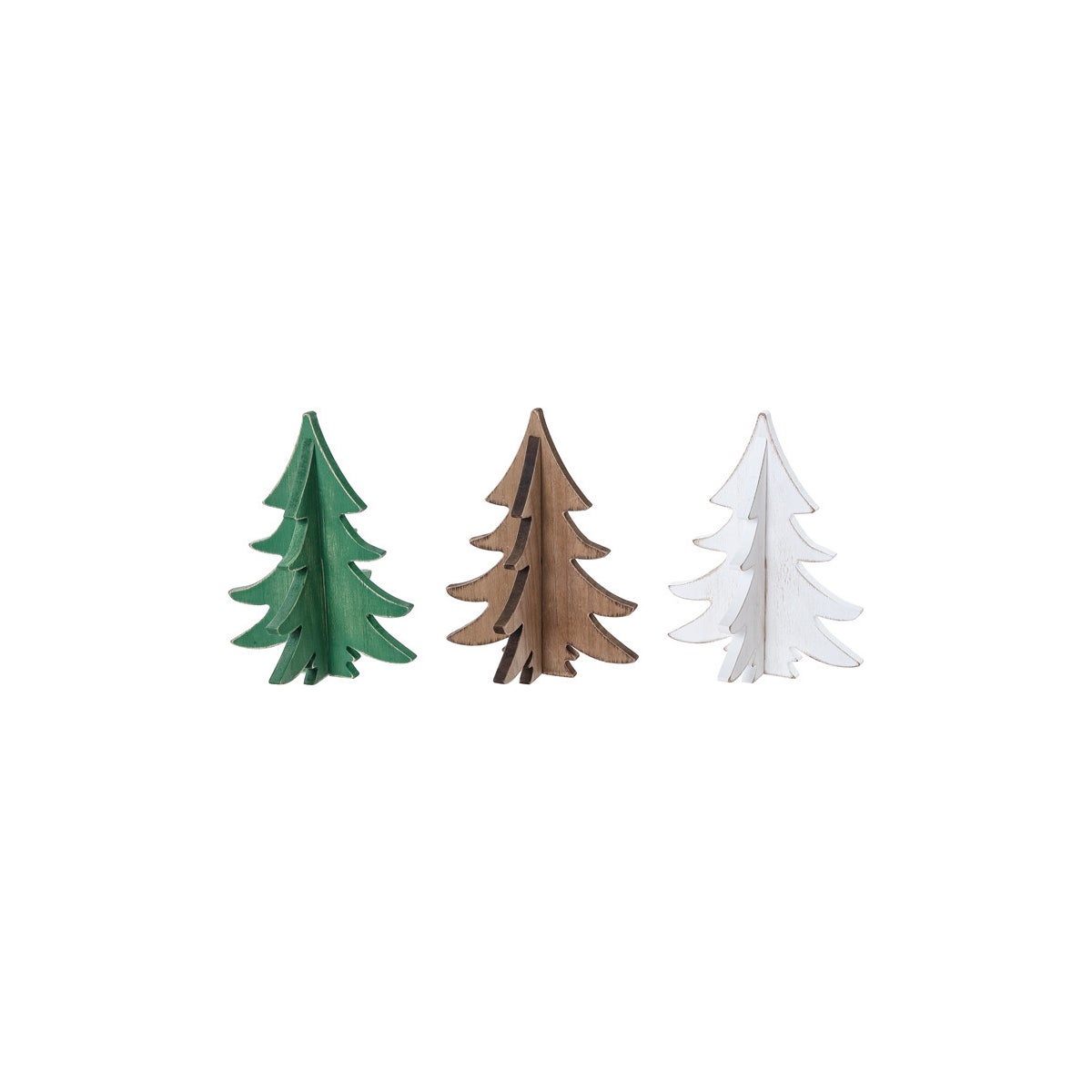 Large Wood White/Green/Brown 3D Tree 3 Asst