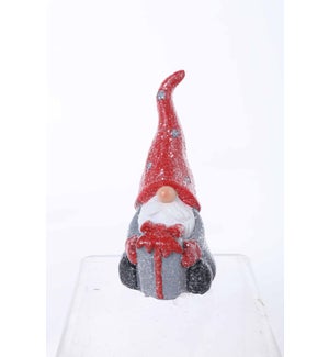 Resin R/Gy Gnome with Gift Sit