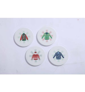 Ceramic Ugly Sweater Coaster Box S/4