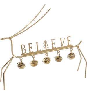 Mtl Gold Deer Believe W/Bells Stand