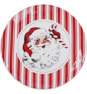 Lg Cer Sugar/Stripes Santa Plate