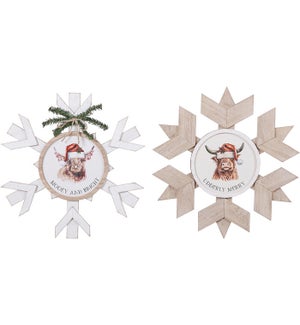 Wd/Canvas Merry Moo Snowflake Wall 2 Asst