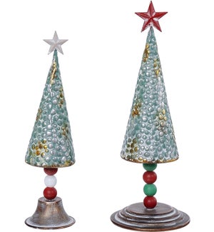 Mtl Merry Moo Cone Tree W/Star Stand 2 Asst