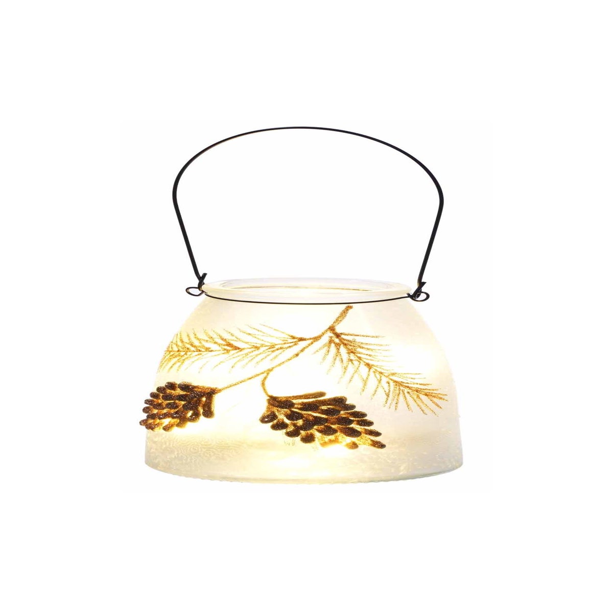 Gls Gld Pinecone Glow Jar