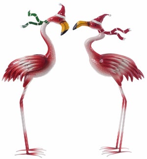 Mtl Lrg Christmas Flamingo 2Asst