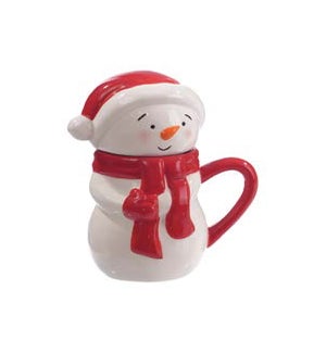 Cer Cmas Snowman Mug W/Lid 2 Asst