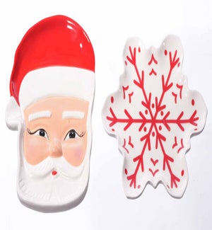 Cer Cmas Santa/Snowflake Plate 2 Asst