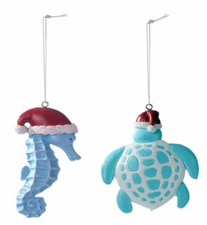 Rsn Seahorse/Turtle Orn 2 Asst