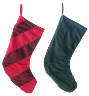 Fabric 2-Tone Christmas Stocking 2 Asst