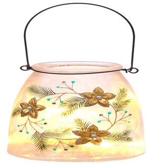 Gls Jewel Flower Jar LED