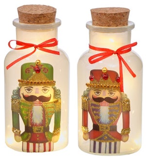 Gls Nutcracker Bottles LED 2 Asst Tray / 8