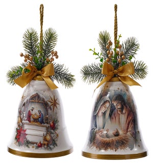 Lg Metal Nativity Bell Hang 2 Asst