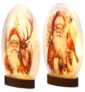 Glass Sphere Santa LED 2 Asst