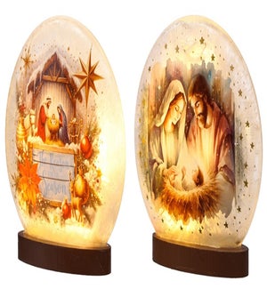 Glass Sphere Nativity LED 2 Asst