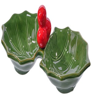 Cer Holly Berry Condiment Dish