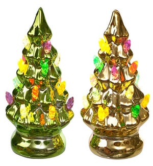 Cer Shinny LED Tree 2 Asst