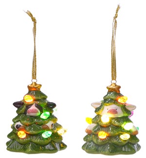 Cer Cow/Pig LED Tree Orn 2 Asst Tray/12
