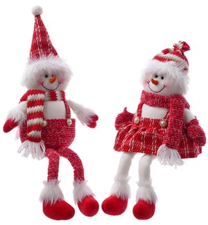 Fabric R/W Shelf Sitter Snowman 2 Asst