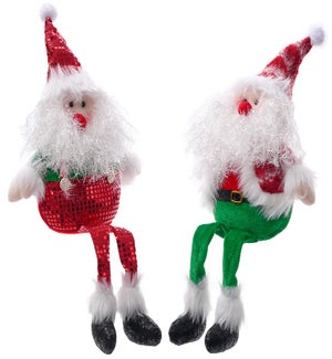 Fabric Fluffy Beard Shelf Sitter Santa 2 Asst