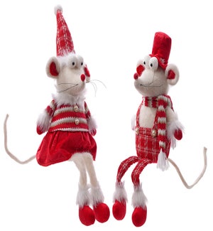 Fabric Christmas Mouse Shelf Sitter 2 Asst