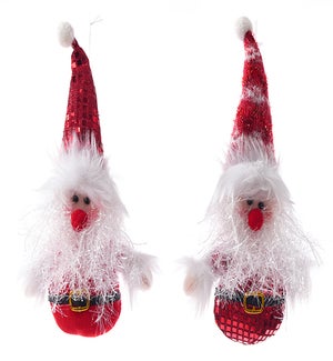Fabric Fluffy Beard  Santa Orn 2 Asst