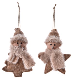 Fab Fluffy Snowman Orn 2 Asst